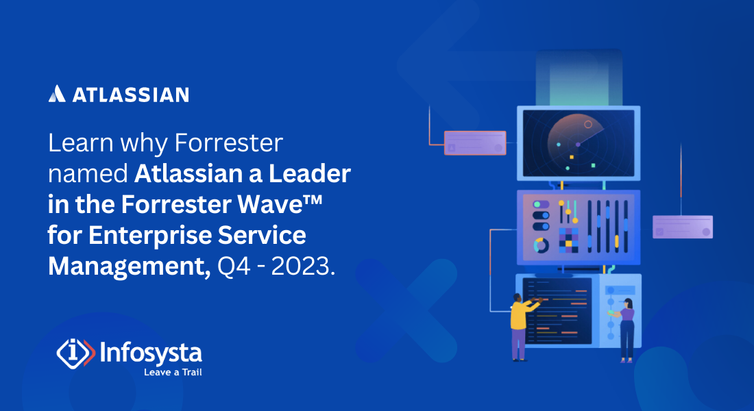 Forrester named Atlassian a Leader in the Forrester Wave™ for Enterprise Service Management, 04 2023. banner H (1)